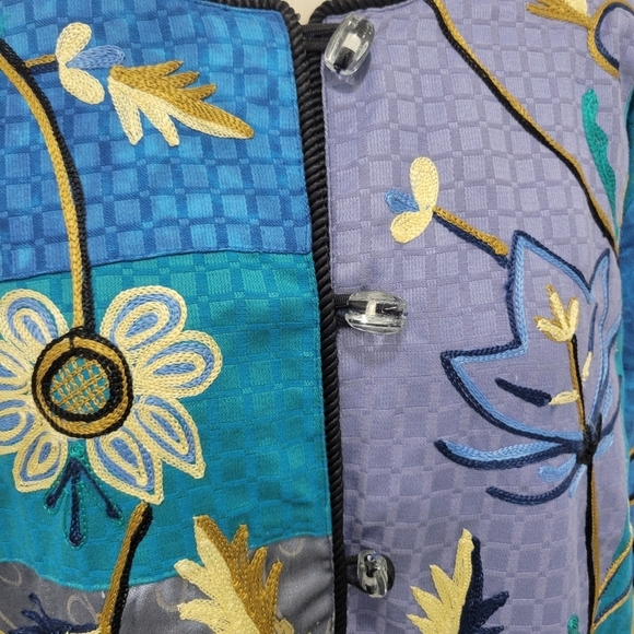 Vintage Draper's & Damon's Women's Artsy Patchwork Embroidered Jacket Size XL - Picture 7 of 16
